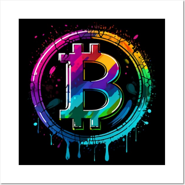 Bitcoin logo Wall Art by Neon Galaxia